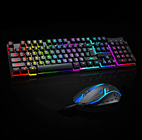 Комп'ютерна ігрова клавіатура з RGB підсвічуванням PREMIUM Jedel та геймерською мишкою ABS-пластик