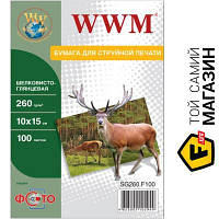 Бумага WWM 260 г/м?, 10x15см, 100л. шелковисто-глянцевая (SG260.F100) 10 x 15 см 100 фотобумага для струйных