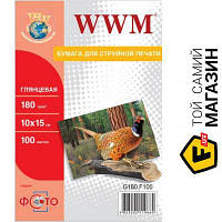 Бумага WWM G180.F100 10x15см, 100л, глянцевая 10 x 15 см 100 фотобумага для струйных принтеров 180