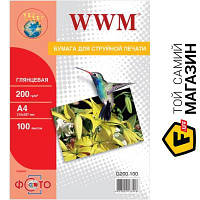 Бумага WWM 200г/м кв, А4, 100л, глянцевая (G200.100) А4 (297 x 210 мм) 100 фотобумага для струйных принтеров