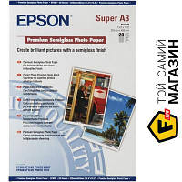 Папір Epson Premium 260 г/м?, A3+, 20 л, фото, напівглянсовий (C13S041328) А3+ (329 x 483 мм) 20 фотопапір для