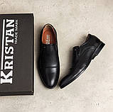Класичні чоловічі туфлі без шнурків, чорні шкіряні туфлі з натуральної шкіри *5505 ч*, фото 5