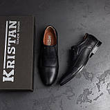 Класичні чоловічі туфлі без шнурків, чорні шкіряні туфлі з натуральної шкіри *5505 ч*, фото 6