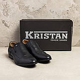 Класичні чоловічі туфлі без шнурків, чорні шкіряні туфлі з натуральної шкіри *5505 ч*, фото 7