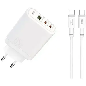 Мережевий зарядний пристрій для телефона XO CE04 White 45W/1 USB + 2 USB-C 65W + кабель Type-C