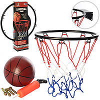 Баскетбольное кольцо с креплениями и баскетбольным мячом Shoper Баскетбольне кільце з кріпленнями та