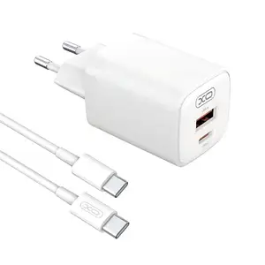 Мережевий зарядний пристрій для телефона XO L96 + Type-C to Type-C Cable White 30W