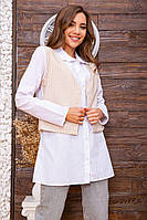 Женская рубашка с жилетом в бело-бежевую полоску 119R320-1 Ager S PR, код: 8232517