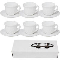 Набор кофейный керамический чашки 150 мл и 6 блюдец 12,5 см Белый S&T (12) 30083-00