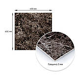 Декоративная ПВХ плита 600х600х3мм Сірий темно-сірий мармур (S) SW-00001628, фото 3