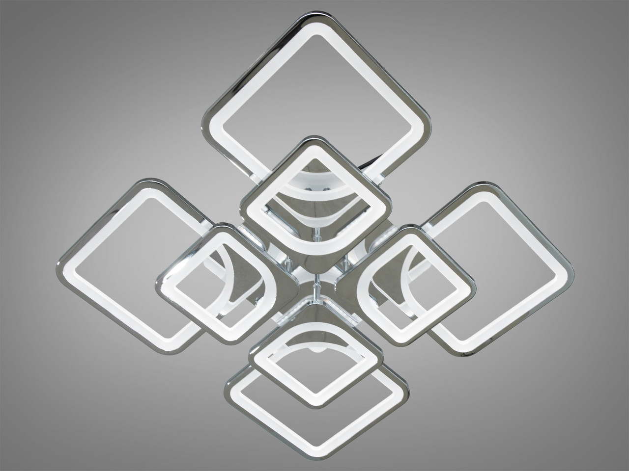 Сучасна LED люстра в спальню з димером, колір хром, 110 W на 15 м2 8060-4+4HRDIM-LS