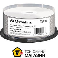 Verbatim BD-R SL 25Gb 6x Wide Printable Cake, 25шт. (43738)