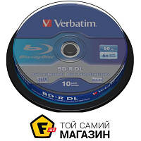 Verbatim BD-R DL 50GB 6x White Blue Surface Hard Coat Cake 10шт. (43746)