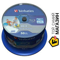 Verbatim BD-R SL Datalife 25Gb 6x Wide Printable Cake 50шт. (43812)