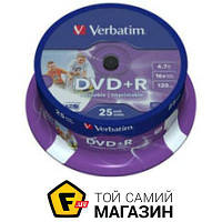 Verbatim DVD+R 4.7GB 16x Matt Silver Cake 25шт. (43500)