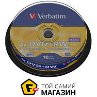 Verbatim DVD+RW 4.7Gb 4x Matt Silver Cake 10шт. (43488)