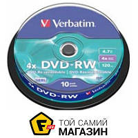 Verbatim DVD-RW 4.7Gb 4x Matt Silver Cake 10шт. (43552)