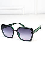 Зелено-чорні окуляри з геометричною оправою, розмір Universal