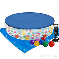 Детский надувной бассейн intex 59460-3 &laquo;Фрукты&raquo;, 122 х 25 см, с мячиком и кругом, с шариками 10