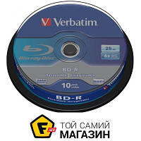 Verbatim BD-R Spindle SL 25Gb 6x White Blue Surface Hard Coat 10шт. (43742)