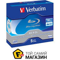 Verbatim BD-R DL 50GB 6x White Blue Surface Hard Coat Cake 5шт. (43748)