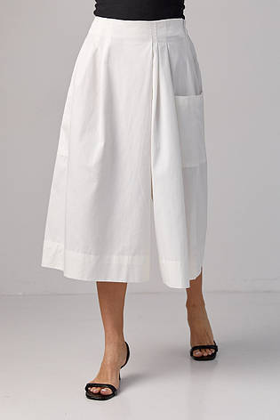 Жіночі штани-кюлоти з імітацією спідниці — молочний колір, M (є розміри), фото 2