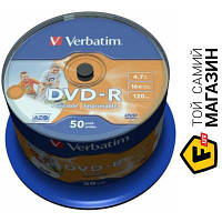 Verbatim DVD-R 4.7Gb 16x Printable Cake Box 50шт. (43533)