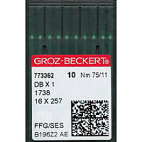 Иглы DBx1 FFG/SES, № 75, GB, (1738, 16x257, 71x1, 16x231, 287WH, DBx257), 1 уп.=10 шт.,Groz-Beckert, DBx1