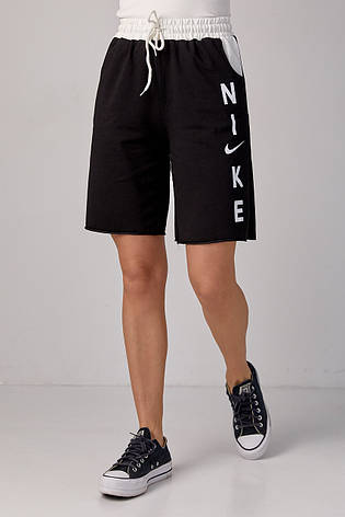 Жіночі трикотажні шорти з написом Nike — чорний колір, S (є розміри), фото 2