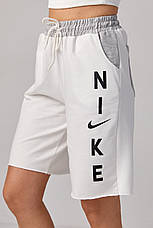 Жіночі трикотажні шорти з написом Nike — молочний колір, M (є розміри), фото 2