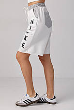 Жіночі трикотажні шорти з написом Nike — молочний колір, M (є розміри), фото 3