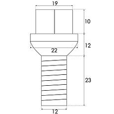 Сферичний колісний болт M12х1.5 мм, фото 3