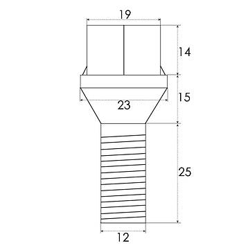 Колісний болт конусний Bunte M12х1.5х25 мм 40213, фото 2