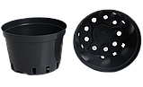 Горщик миска для хризантем 3 л h 12.5 Ø 20 см пластиковий квітковий контейнер круглий чорний Kloda, фото 2