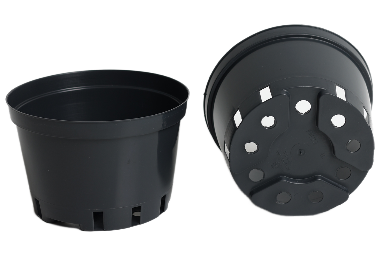 Горщик миска для хризантем 3 л h 12.5 Ø 20 см пластиковий квітковий контейнер круглий чорний Kloda