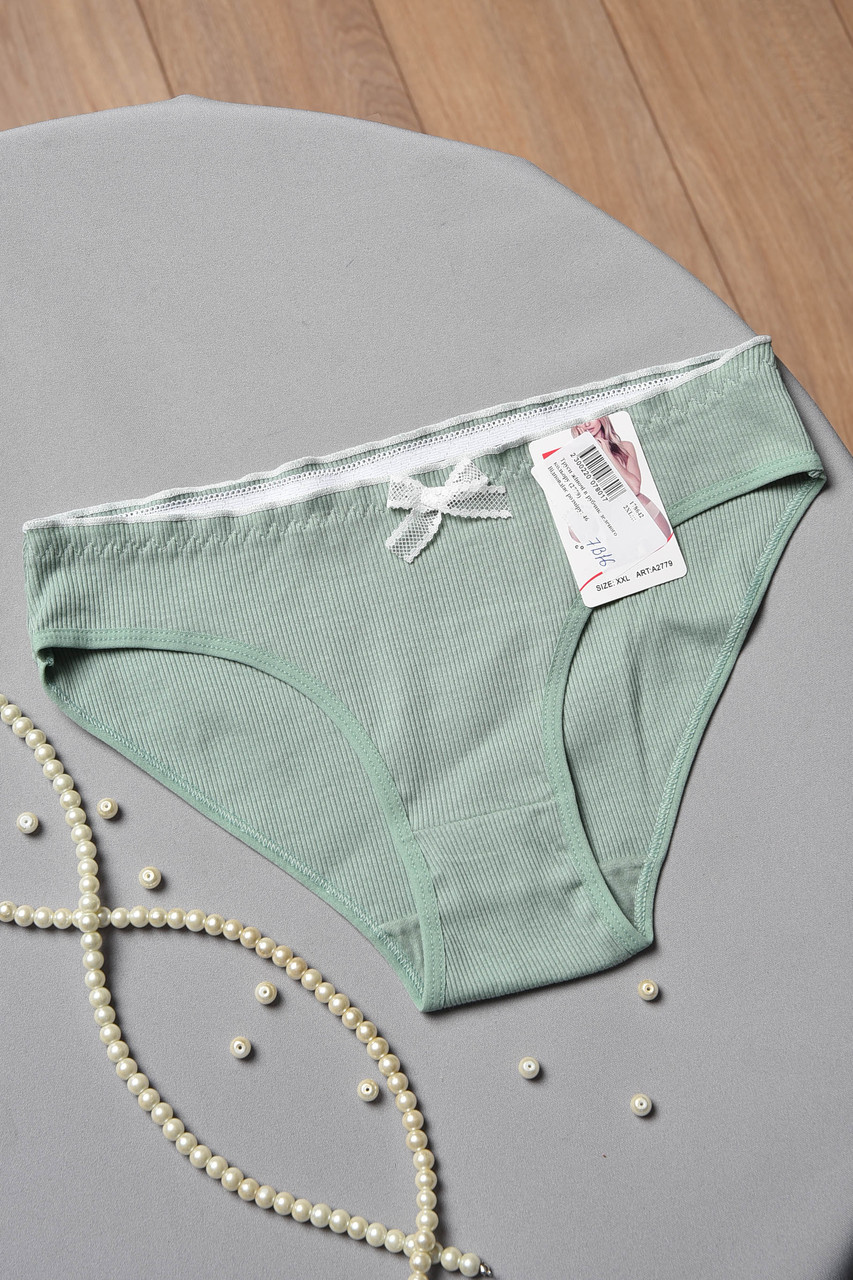 Труси жіночі в рубчик зеленого кольору р.2XL 178642S, фото 1