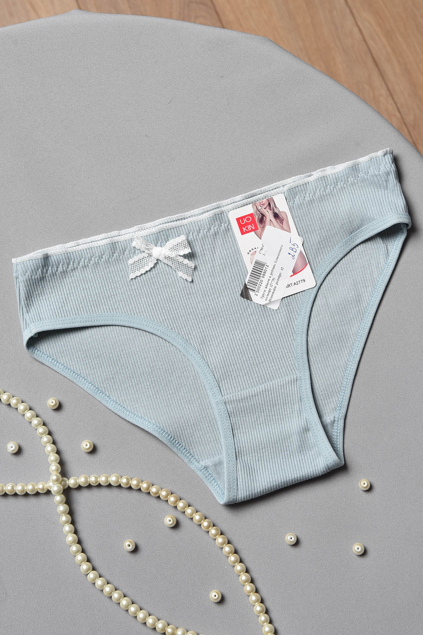 Труси жіночі в рубчик блакитного кольору 178647S, фото 1