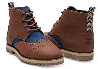 Мужские ботинки броги TOMS Men's Brogue Boot Chestnut Brown Full Grain Leather размер 42.5 EUR/ 9.5 usa / 8.5