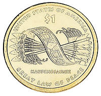 США 1 доллар 2010 P UNC Сакагавея Коренные американцы Пояс Гайавата Стрелы (KM#474)