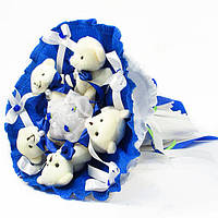Букет из мягких игрушек 5 мишек синий Adwear Букет з м'яких іграшок 5 ведмедиків синій