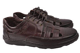Туфлі чоловічі з натуральної шкіри, на низькому ходу, на шнурівці, колір кабір, Pan, 40