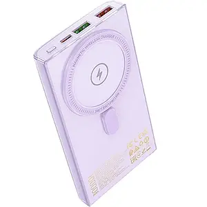 Зовнішній портативний акумулятор Hoco Q22 Taurus magnetic fully compatible with digital displaу 10000mA Purple 22.5W+PD20W