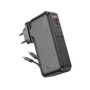 Зовнішній портативний акумулятор Hoco J126 Travel Fully Compatible Power Bank With Cable(US/EU)(10000mAh) Black 22.5W