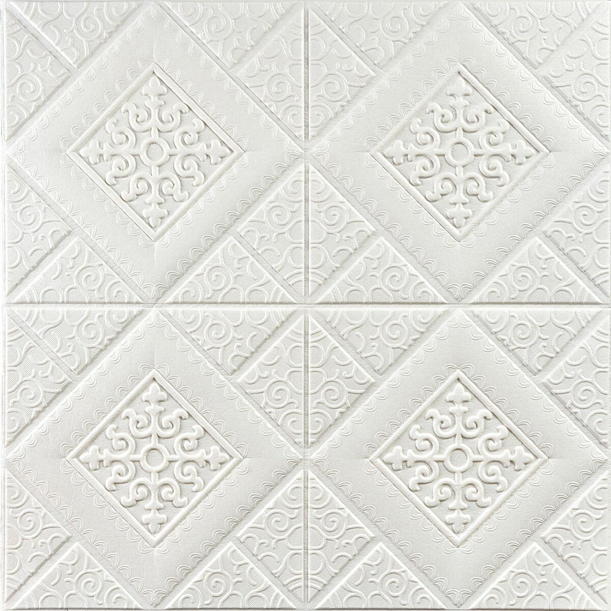 Самоклеюча декоративна настінно-стельова 3D панель вензеля в ромбі 700х700х5мм (374) SW-00000881, фото 1