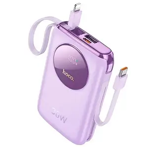 Зовнішній портативний акумулятор Hoco Q19 Lucky fully compatible with digital display and cable 10 000mAh Purple 30W