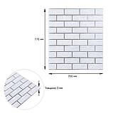 Самоклеюча 3D панель цегла біла смужка срібло 700х770х3мм (100-3) SW-00000752, фото 3