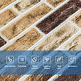 Самоклеюча 3D панель під цеглу клінкер пісочний 700x700x5мм (415) SW-00000770, фото 4