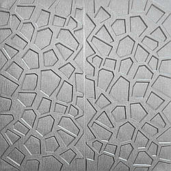 Самоклеюча декоративна настінно-стельова 3D панель срібна 700х700х8мм (118)