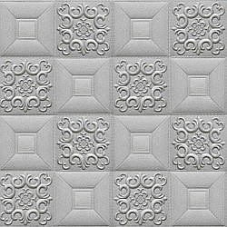 Самоклеюча декоративна настінно-стельова панель срібний візерунок 700x700x5мм (181)