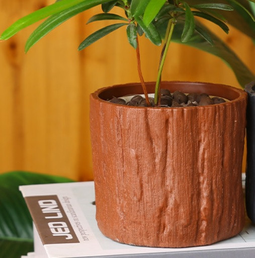 Горщик квітковий з імітацією деревного пенька, S, фото 1